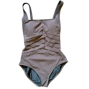 Gottex Ruched One Piece Swimsuit Brown Size 8 Minimalist Resort